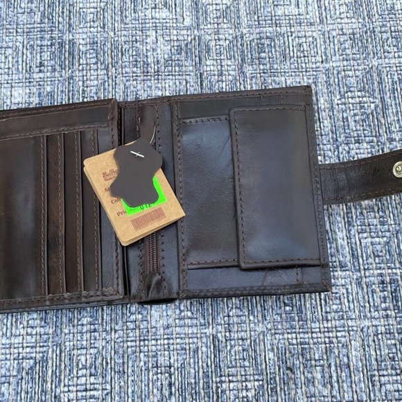 Leather Card Holder Wallet Dark Brown Genuine Leather Men Billfold Box n Bag - Picture 7 of 12